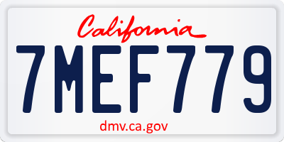 CA license plate 7MEF779