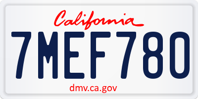 CA license plate 7MEF780