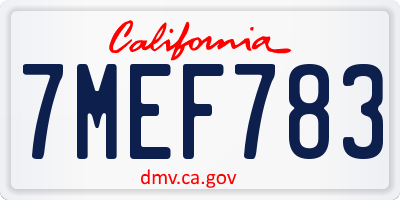 CA license plate 7MEF783