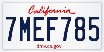 CA license plate 7MEF785