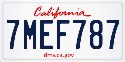 CA license plate 7MEF787