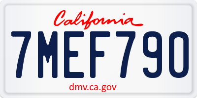 CA license plate 7MEF790