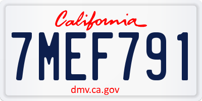 CA license plate 7MEF791