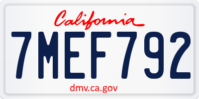 CA license plate 7MEF792