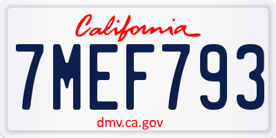 CA license plate 7MEF793
