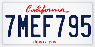 CA license plate 7MEF795