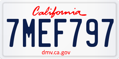 CA license plate 7MEF797