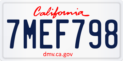 CA license plate 7MEF798