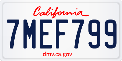 CA license plate 7MEF799