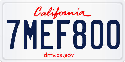 CA license plate 7MEF800