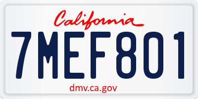 CA license plate 7MEF801
