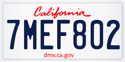 CA license plate 7MEF802