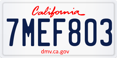 CA license plate 7MEF803