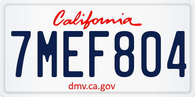 CA license plate 7MEF804