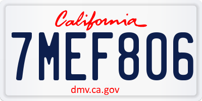 CA license plate 7MEF806