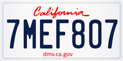 CA license plate 7MEF807