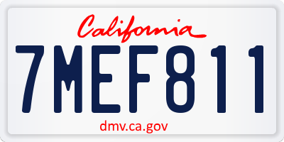 CA license plate 7MEF811