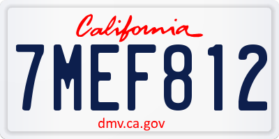 CA license plate 7MEF812