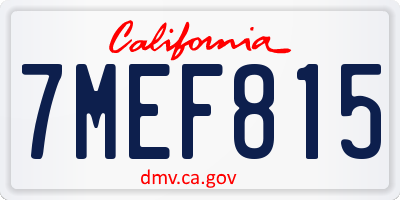 CA license plate 7MEF815