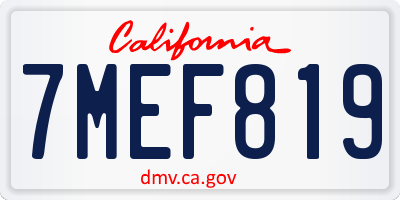 CA license plate 7MEF819