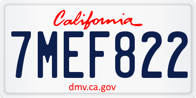 CA license plate 7MEF822