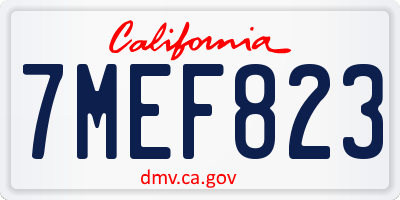 CA license plate 7MEF823