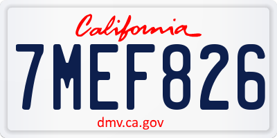 CA license plate 7MEF826