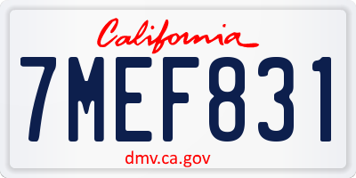 CA license plate 7MEF831