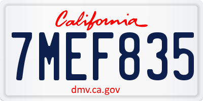 CA license plate 7MEF835