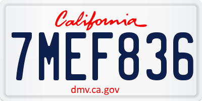 CA license plate 7MEF836