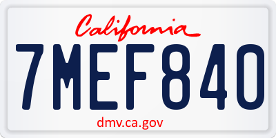 CA license plate 7MEF840