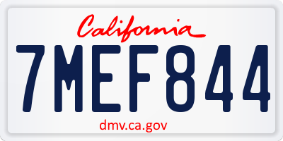 CA license plate 7MEF844