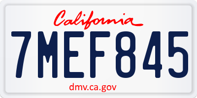 CA license plate 7MEF845