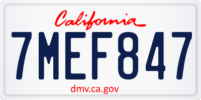 CA license plate 7MEF847