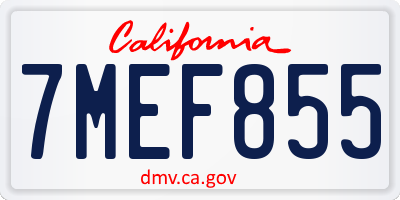 CA license plate 7MEF855