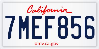 CA license plate 7MEF856