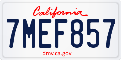 CA license plate 7MEF857