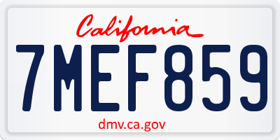 CA license plate 7MEF859