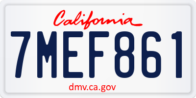CA license plate 7MEF861