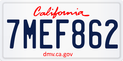 CA license plate 7MEF862