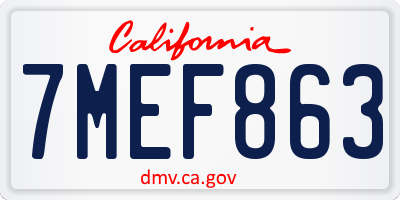 CA license plate 7MEF863