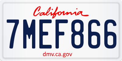 CA license plate 7MEF866