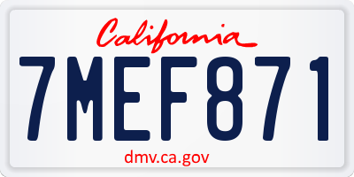 CA license plate 7MEF871
