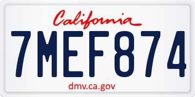 CA license plate 7MEF874