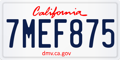 CA license plate 7MEF875