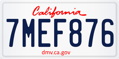 CA license plate 7MEF876