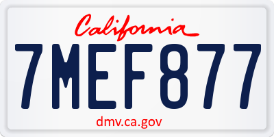 CA license plate 7MEF877