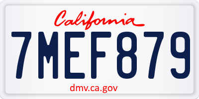 CA license plate 7MEF879