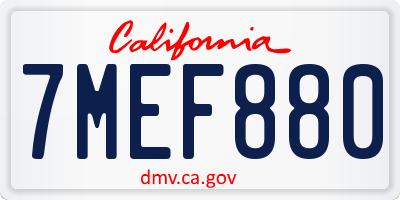 CA license plate 7MEF880