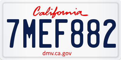 CA license plate 7MEF882